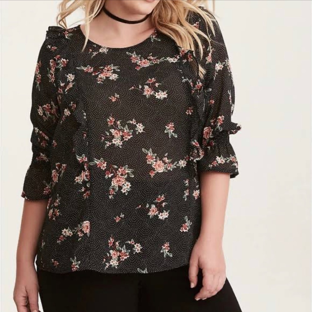 Torrid Floral black blouse